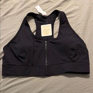 Fabletics On The Go Black Zip-Front Sports Bra